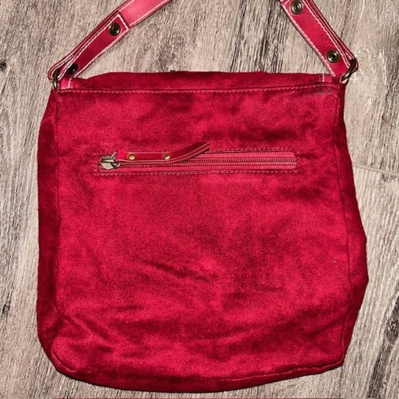 Pink Collection Star Pattern Crimson Red Crossbody Bag Purse - Picture 3 of 5